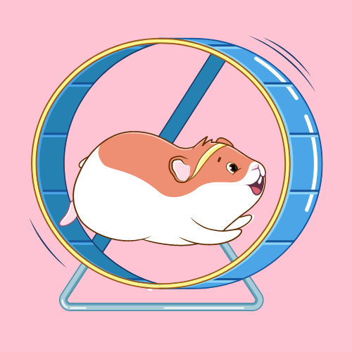 Hamster Running on a wheel cartoon version