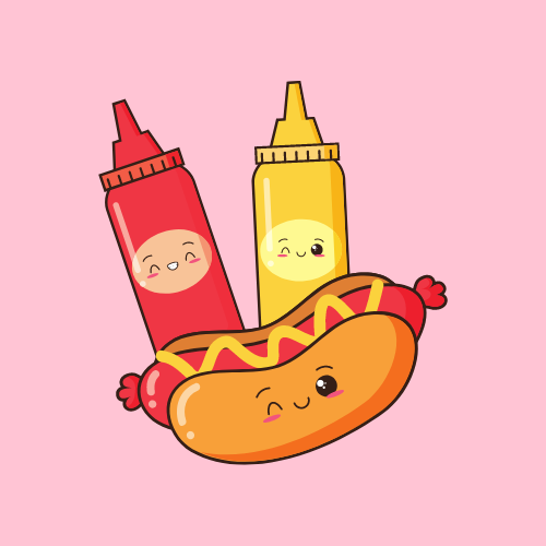 cute hot dog art