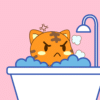 angry cat in bath