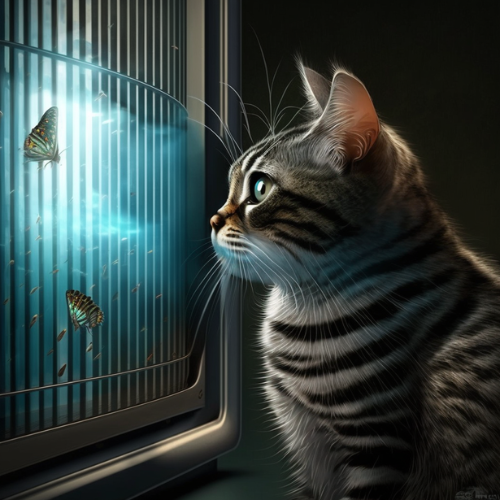 curious cat looking at a bug zapper